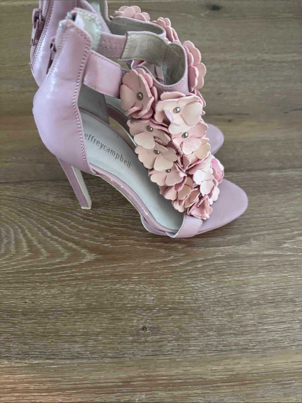 Jeffrey Campbell Pink Floral Appliqué High Heel Sandals
